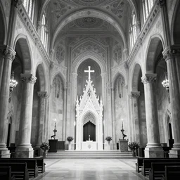 interior of a masonic temple, black and white, concept art, detailed, 4k, artstation