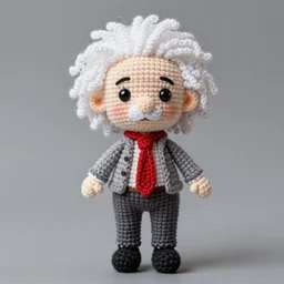 albert einstein as a crochet doll