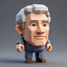 3 d render of morgan freeman as a low poly 3 d model, octane render
