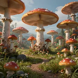 surreal mushroom realm, multidimensional, fantasy, trending on artstation, beautiful, landscape, weird