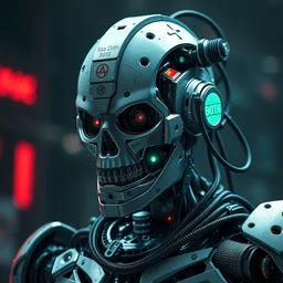 photorealistic render, hyper - detailed, of an anarchist robot, cyberpunk