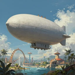 waterpark in an airship painting by brain froud, charles vess, cinematic lighting, epic composition, highly detailed
