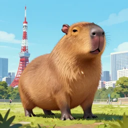 A giant capybara attacking Tokyo, by greg rutkowsky, trending on artstation