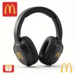 promotional poster of new gaming headphones at mcdonalds, 4k
