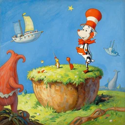 el yunque landscape in the style of dr. seuss, starships, painting by thomas cole