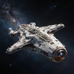 an intricate cyberpunk spaceship lost in space, dystopian sci - fi, by rossdraws, by albert bierstadt, sci - fi, distant twinkling stars, nebula, micro detail, octane render, physically based rendering, insane details, photorealism, 8 k, cgsociety