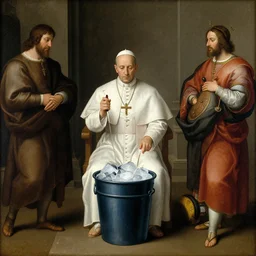 renaissance painting of the pope doing the ice bucket challenge
