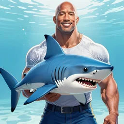 breathtaking comic book style of shark and dwayne johnson fusion, high quality, 8 k, very detailed