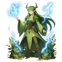 greg manchess character concept art of a powerful elvish druidess summoning lightning | | anime anime anime, foliage clothing, cute - fine - face, realistic shaded perfect face, fine details by stanley artgerm lau, wlop, rossdraws, james jean, andrei riabovitchev, and sakimichan, trending on artstation