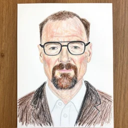 Preschooler's crayon drawing of Walter White in crayon