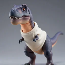 complete figure of tyrannosaurus wearing a comfy blouse, personification, tsurime eyes, tareme eyes, eyes by kon satoshi, ^. ^ eyes, dynamic pose, amiami, aniplex, kotobukiya, beautiful composition, 4 5 mm lens, focal length 2, hdr