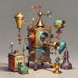 dieselpunk musical rube goldberg machines, painted by john howe, pixiv, deviantart, artstation, danbooru, illustration, realistic, 4 k, unreal 5 render