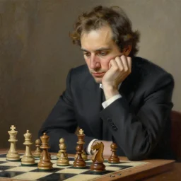 painting of a chess grandmaster deep in thought, finely detailed illustration by lise deharme