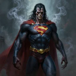 superhero called the creepy cryptid in the style of Sylvain Sarrailh, detailed character design, amazing costume design, wispy magical smoke, beautiful digital art, cinematic composition, detailed, concept art, Matt painting, oil painting, high res