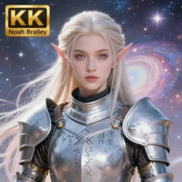 ( hyperrealistic portrait of a drow in an armor full of runes, the background is decorated with the universe ) by noah bradley, photorealistic, dynamic lighting, very detailed faces, trending on artstation, wallpaper, dream, 4 k, award winning, lovely pastel colors, ethereal, elegant