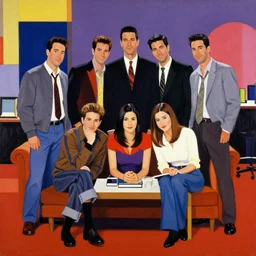 A Bauhaus style painting of the cast of F.R.I.E.N.D.S