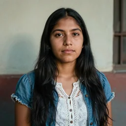 photo of a young mexican woman in the style of bruce gilden