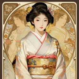 hyperdetailed portrait of a 4 0 year old woman in a kimono, digital painting, artstation hq, sharp foccus ilustration, artstation hq. intricate, elegant. wlop, artgerm, greg rutkowski, alphonse mucha, medium shot. dan mumford, tomokazu matsuyama, takato 4 yamamoto