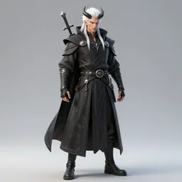 complex 3 d render hyper realistic full length illustration of a handsome! powerful white haired demon necromancer, d & d, medieval fantasy, epic scene, dante's inferno, symmetrical, art by takeshi obata + billelis + hirohiko araki