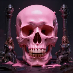 concept art, liquid pink skull, cinematic moody colors, realistic shaded lighting poster by ilya kuvshinov, magali villeneuve, artgerm, jeremy lipkin and michael garmash and rob rey