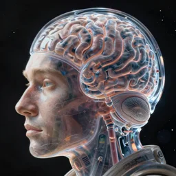mankind brain in space, close - up portrait, transparent, intricate, elegant, volumetric lighting, scenery, digital painting, highly detailed, artstation, sharp focus, illustration, concept art, luis rollo, ruan jia, steve mccurry, john berkey