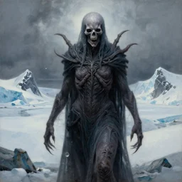 menacing presence trailblazer Antarctica glacial cult Pythagorean horror, realistic fantasy, oil painting, extremely high detail, photorealistic, cinematic lighting, oil painting, intricate line drawings, 4k resolution