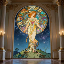 elden ring subconscious tree on a hill, innovative avant - garde art, deco fashion, photorealistic, vaporwave, crisp quality and light reflections, inside a rococo room, transcendent, vibrant color, clean linework, finely detailed, ornate, night, milky way by artgerm, alphonse mucha, 4 k, trending on artstation, volumetric lighting, octane render