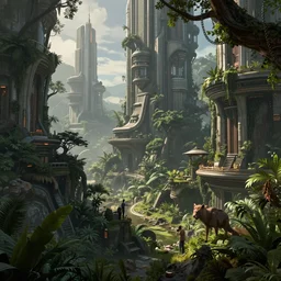 a border where cyber city meets a wild jungle, futuristic atmosphere, sci-fi, intricate, detailed, photorealistic imagery, artstation, by Greg Rutkowski and Gaston Bussiere and Evgeny Lushpin