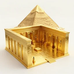 an ancient egyptian treasure room entirely made of gold, concept art, architecture design, pyramids, art by greg rutkowski