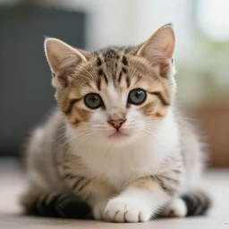 Peepo hugging a small kitten