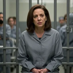 Movie still of Sheryl Sandberg in prison in The Doomsday Machine, directed by Stevn Spielberg
