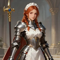 Portrait of Female Paladin, french maid, high fantasy, artstation