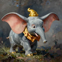 a detailed painting titled dumbo by gerald scarfe and ralph steadman