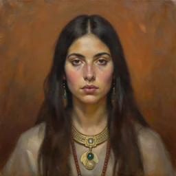 portrait a female shaman goddess, oil on canvas, by jeffrey catherine jones