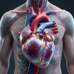 a human heart, revealing wires and electronics, arteries, veins, human heart, anatomy, sci - fi, missing panels, intricate abstract upper body intricate artwork, concept art, octane render, deviantart, cinematic, key art, hyperrealism, iridescent accents, portrait photograph, nikon 3 5 mm, photograph by greg rutkowski