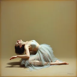 ballerina fetal position, painted by zdzislaw beksinski