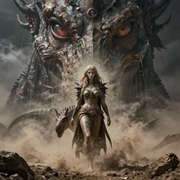 gorgeous lilith the mother of all monsters dusty & cracked! in 2, destroyer! of worlds, void eyes, raining ash & smoke, fine art masterpiece, highly detailed dino valls wayne barlowe machiej kuciara, dramatic lighting, long shot, wide angle, uhd 8 k, sharp focus