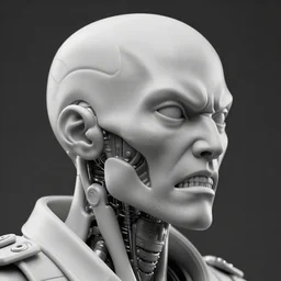 bw 3 d render, hyper detailed, stunning beautiful biomechanical albino angry soldier cyborg with a porcelain profile face, beautiful natural soft rim light, big leaves and stems, roots, fine foliage lace, alexander mcqueen, studio ghibli, herge, art nouveau fashion embroidered, steampunk, silver filigree details, hexagonal mesh wire, mandelbrot fractal, 8 k