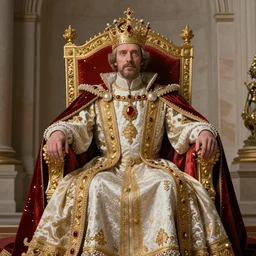 regal gal godot sitting on queens throne royalty wearing royal mantle gold jewelry by alex ross