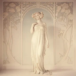 a goddess in a liminal room, vintage colored photography by canova and leon battista alberti, limited color palette, very intricate, art nouveau, highly detailed, lights by hopper, soft pastel colors, minimalist