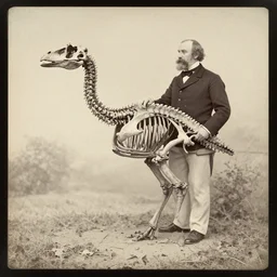Victorian 1860s carte de visite of naturalist richard owen holding the dinornis bone