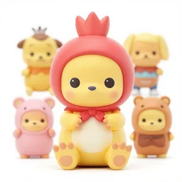 product photograph of cute disney pop mart pucky series collection art toy popular collectible cute kawaii toys figures, octane render, hyper realistic, cute, kawaii, toys, plastic, vinyl, 8 k, white background,
