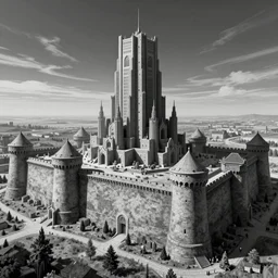 a detailed illustration of the fortress at the end of time, viewed in profile and from far away, ultrawide lens, art by m. c. escher, volumetric lighting, octane render, 4 k resolution, trending on artstation, masterpiece,