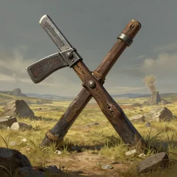 guillotine in a wasteland, digital art, artstation, realistic, sharp, detailed, high quality, by greg rutkowski, by alphonse mucha