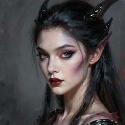 attractive female alien - vampire, close - up portrait, intricate, elegant, volumetric lighting, scenery, digital painting, highly detailed, artstation, sharp focus, illustration, concept art, luis rollo, ruan jia, steve mccurry, john berkey
