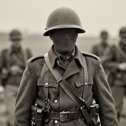 faceless man, ww1 photo, grainy, high detail, high resolution,