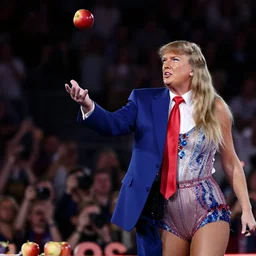 donald trump throwing apples at taylor swift