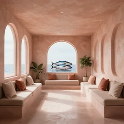 a relaxing room in a tuna cannery, high quality, 8 k, architecture, symmetrical, harmonious, complementary colors, calm, high coherence, natural lighting, path traced, highly detailed, hyperrealistic, concept art, octane render, unreal engine 5, trending on artstation, beautiful, elegant