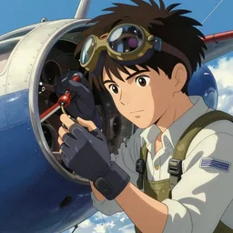 dieselpunk airship mechanic making external repairs mid - flight, kyoto animation still, finely illustrated face, intricately detailed features, digital painting, makoto shinkai, painted by ilya kuvshinov and ross tran and artgerm and alphonse mucha