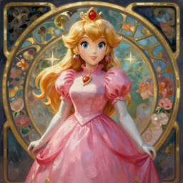 beautiful art nouveau painting of princess peach